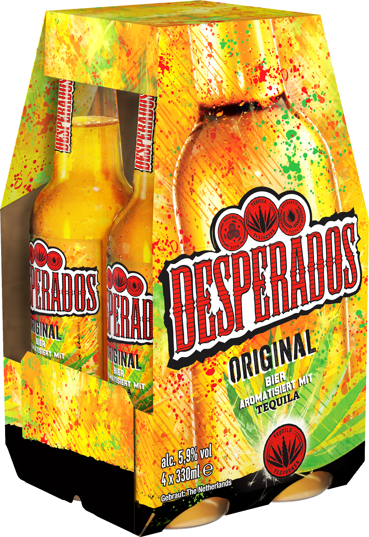 Desperados Tequila Bier 4er Pack 4 x 0,33 l Glas Mehrweg