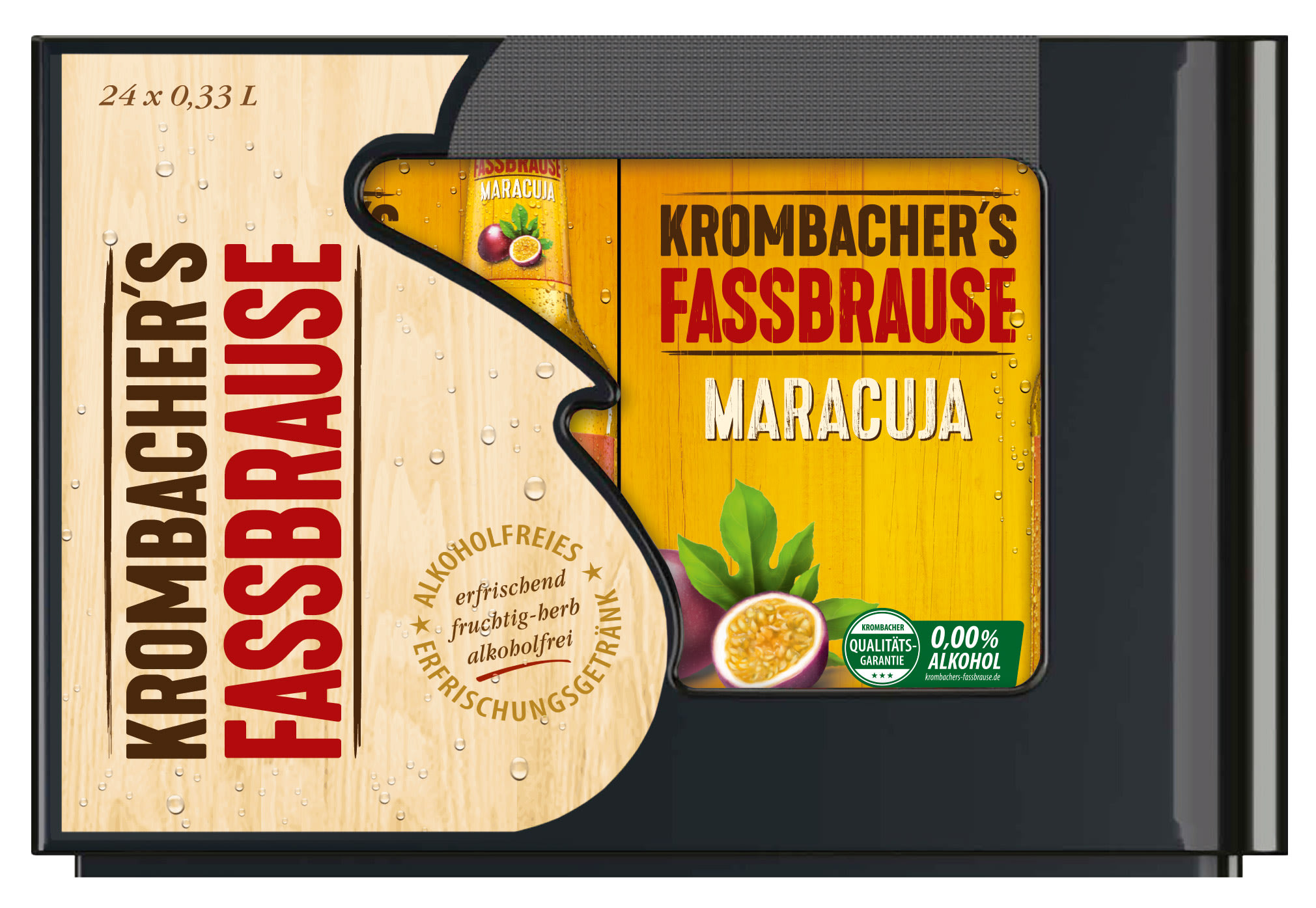Krombacher Fassbrause Maracuja Kasten 4 x 6er Pack x 0,33 l Glas Mehrweg