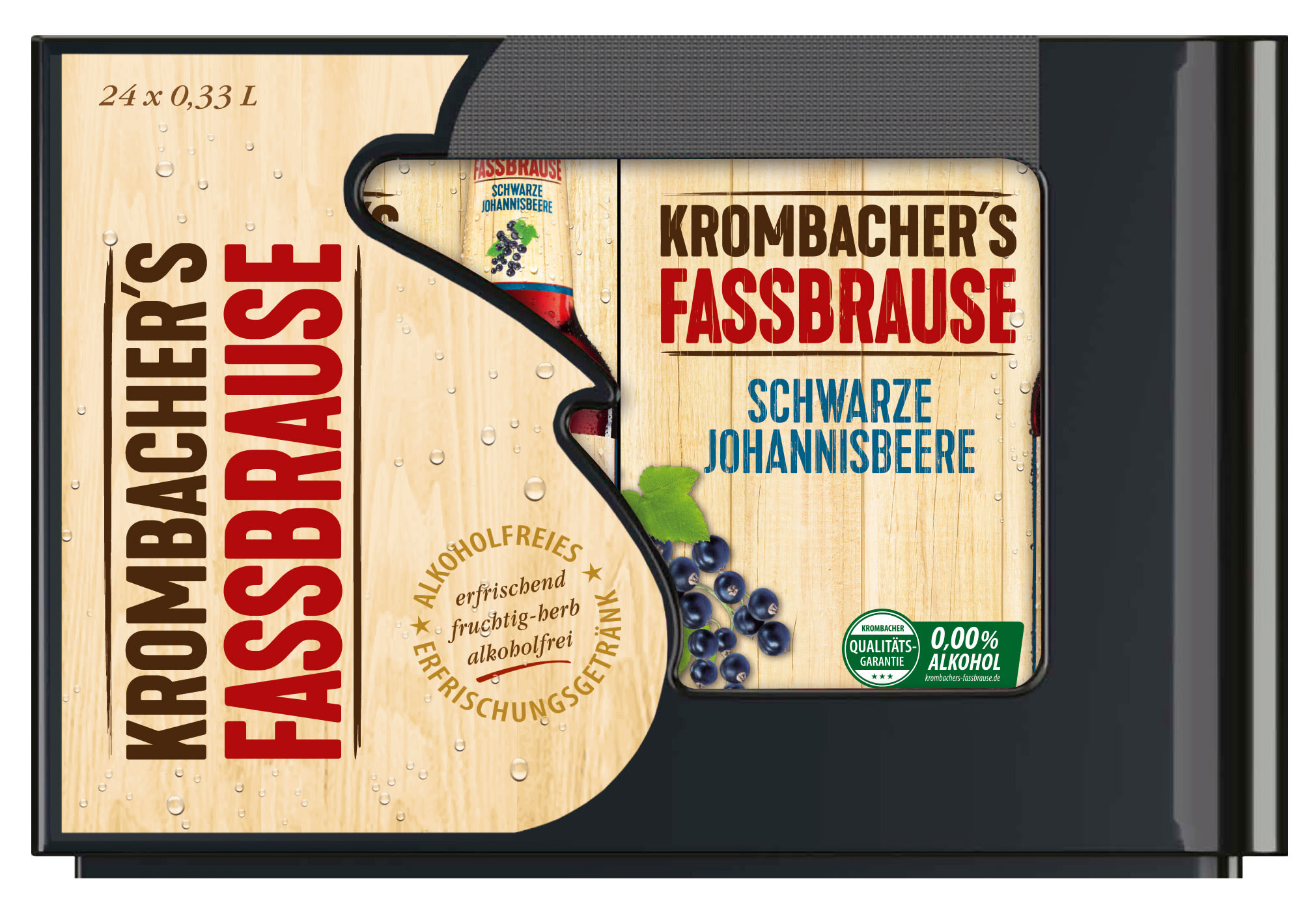 Krombacher Fassbrause Schwarze Johannisbeere Kasten 4 x 6er Pack x 0,33 l Glas Mehrweg