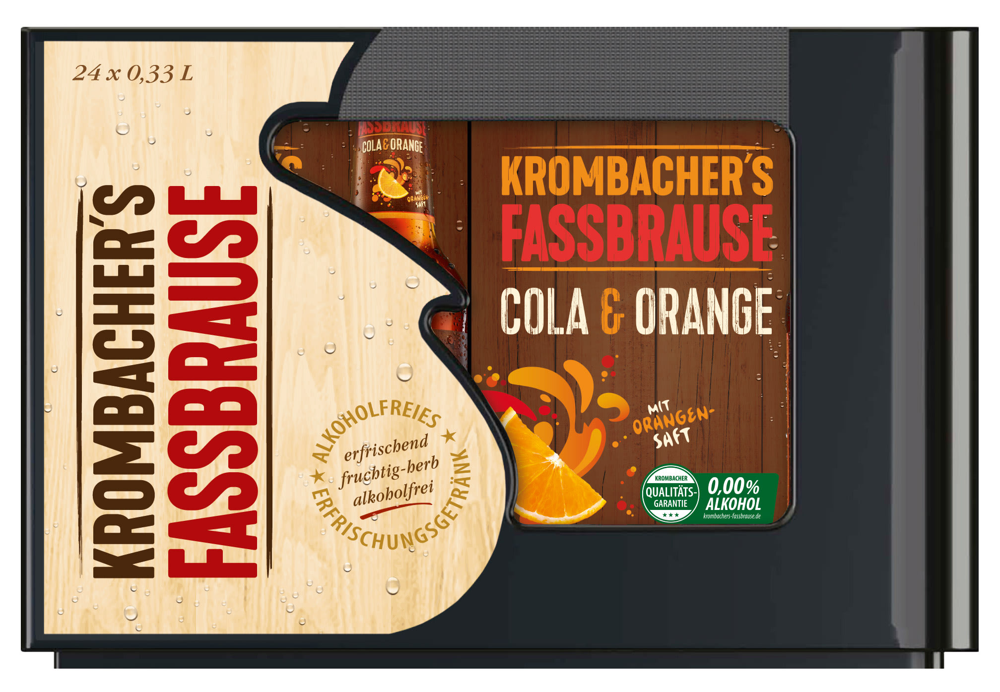 Krombacher Fassbrause Cola & Orange Kasten 4 x 6er Pack x 0,33 l Glas Mehrweg 