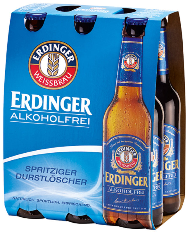 Erdinger Weissbräu alkoholfrei 6 x 0,33 l (Glas) MEHRWEG Pack zzgl. 0,48 € Pfand